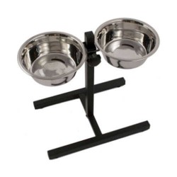 Ayarlanır Ayaklı İkili Çelik Mama Kabı