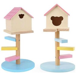 Carno Basamaklı Hamster Evi Pembe Ahşap