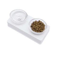 Catit Cam Kaseli Mama ve Su Kabı Beyaz