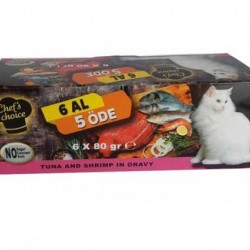 Chefs Choice Ton Balıklı Etli Karidesli Soslu Yetişkin Kedi Konservesi