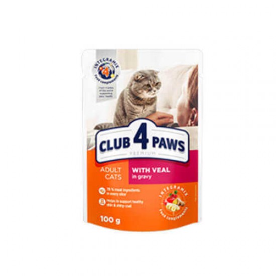 Club4Paws Dana Etli Pouch Yetişkin Kedi Konservesi