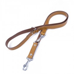 Doggie Ayarlanabilir Seri Klasik Gerçek Deriden El Yapımı Köpek Gezdirme Kayışı Camel