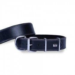 Doggie Çift Kat Gerçek Deriden El Yapımı Köpek Boyun Tasması Black