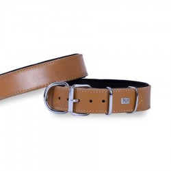 Doggie Çift Kat Gerçek Deriden El Yapımı Köpek Boyun Tasması Camel