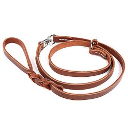 Doggie Eğitim Serisi Gerçek Deriden El Yapımı Boğma Ayarlı Köpek Gezdirme Kayışı Brown
