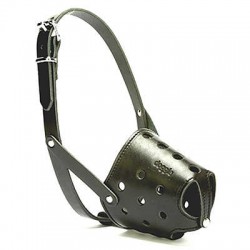 Doggie Eğitim Serisi Gerçek Deriden El Yapımı Kısa Burunlu Köpek Ağızlığı Black