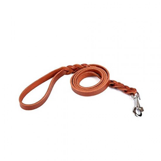 Doggie Eğitim Serisi Gerçek Deriden El Yapımı Köpek Gezdirme Kayışı Brown