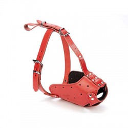 Doggie Eğitim Serisi Gerçek Deriden El Yapımı Uzun Burunlu Köpek Ağızlığı Red