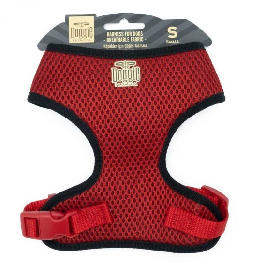 Doggie Havalı Dokumadan El Yapımı Küçük Irk Köpek Göğüs Tasması Red