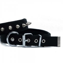 Doggie Konforlu Dokumadan El Yapımı Çivili Köpek Boyun Tasması Black