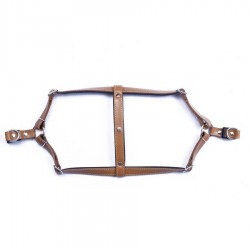 Doggie Konforlu Gerçek Deriden El Yapımı Ronin Model Köpek Göğüs Tasması Camel