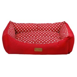 Dubex Tarte Kırmızı Benekli Dikdörtgen Kedi Köpek Yatağı