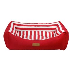 Dubex Tarte Kırmızı Çizgili Dikdörtgen Kedi Köpek Yatağı