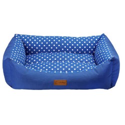 Dubex Tarte Mavi Benekli Dikdörtgen Kedi Köpek Yatağı
