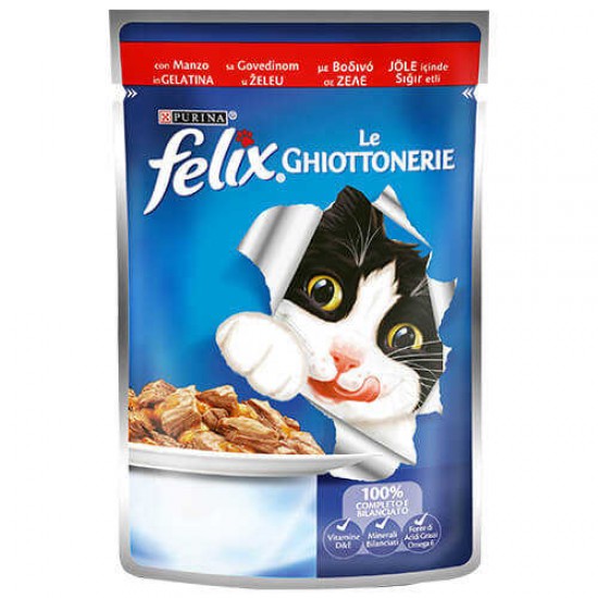 Felix Sığır Etli Yetişkin Kedi Konservesi Pouch