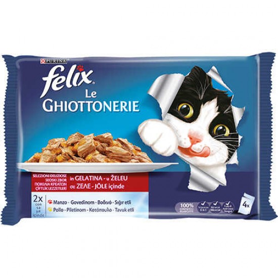 Felix Tavuklu Ve Sığır Etli Yetişkin Kedi Konservesi Pouch