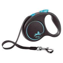 Flexi Black Design Şerit Otomatik Köpek Gezdirme Tasması Mavi