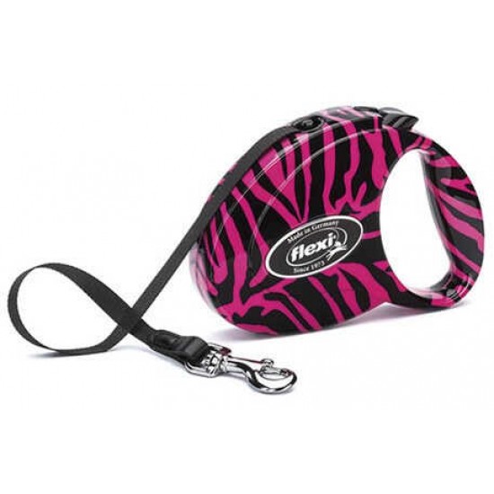 Flexi Fashion Otomatik Köpek Gezdirme Tasması Medium Zebra Desenli