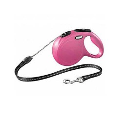 Flexi New Classic İp Otomatik Köpek Gezdirme Tasması Pembe