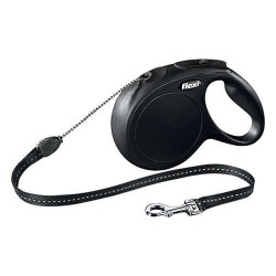 Flexi New Classic İp Siyah Otomatik Köpek Gezdirme Tasması