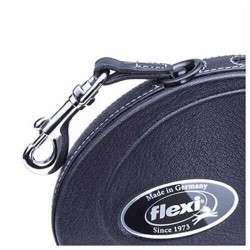 Flexi Sıyah Deri Otomatik Köpek Gezdirme Tasması Kahverengi