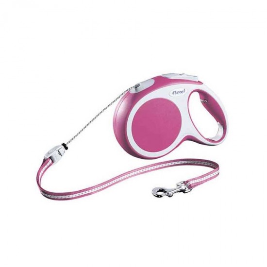 Flexi Vario Otomatik İpli Gezdirme Tasması Pembe Beyaz