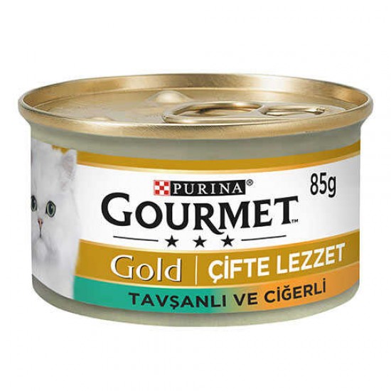 Gourmet Gold Çifte Lezzetli Ciğerli Tavşanlı Yetişkin Kedi Konservesi