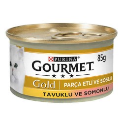 Gourmet Gold Somonlu Tavuklu Yetişkin Parça Etli Kedi Konservesi