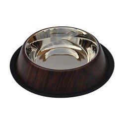 Zampa Kaymaz Tabanlı Ahsap Desenli Mama Su Kabı