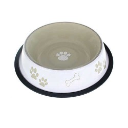 Zampa Kaymaz Tabanlı Gri Desenli Mama Su Kabı