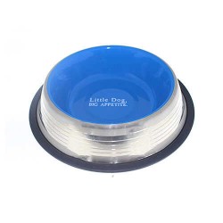 Zampa Kaymaz Tabanlı Metal Mavi Desenli Mama Su Kabı