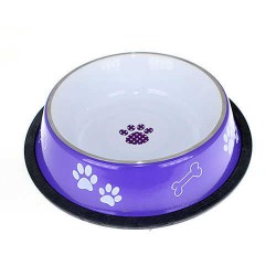 Zampa Kaymaz Tabanlı Mor Desenli Mama Su Kabı