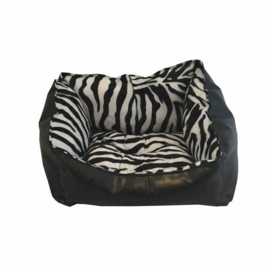 Leos Deri Kedi Ve Küçük Irk Köpek Yatağı Zebra Desenli