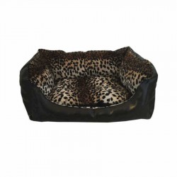 Leos Deri Köpek Yatağı Leopar Desenli