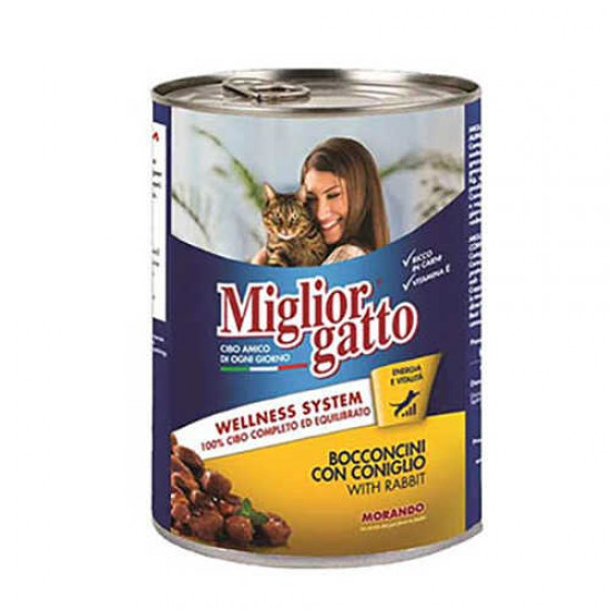 Miglior Gatto Coniglio Sos İçinde Tavşan Taneli Katkısız Yetişkin Kedi Konservesi