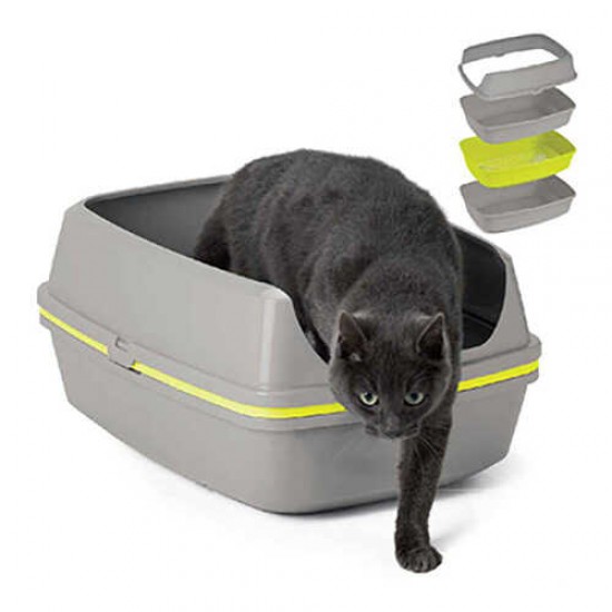 Moderna 4 Katli Elekli Açık Kedi Tuvaleti Gri
