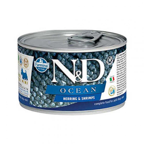 N&D Ocean Ringa Balıklı Ve Karidesli Küçük Irk Yetişkin Köpek Konservesi