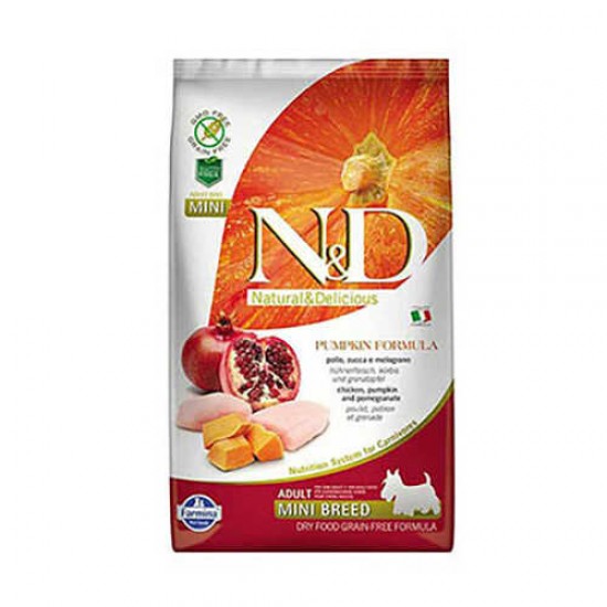 N&D Pumpkin Tahılsız Bal Kabaklı, Tavuk Etli Ve Narlı Ufak Irk Yetişkin Köpek Maması