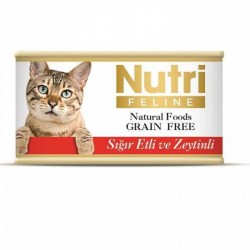 Nutri Feline Tahılsız Sığır Etli Zeytinli Yetişkin Kedi Konservesi