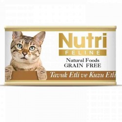Nutri Feline Tahılsız Tavuk Etli Kuzulu Yetişkin Kedi Konservesi
