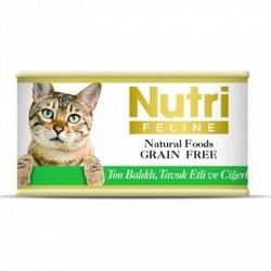 Nutri Feline Tahılsız Ton Balık Tavuk Ciğerli Yetişkin Kedi Konservesi