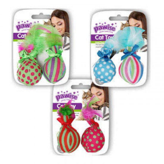 Pawise Tüylü Top Kedi Oyuncağı İkili
