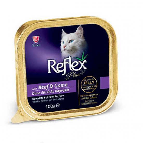 Reflex Plus Biftek Ve Av Hayvanlı Jöle İçinde Yetişkin Kedi Konservesi
