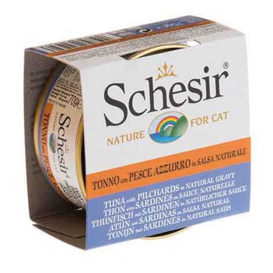 Schesir Ton Balıklı Ve Sardalyalı Soslu Yetişkin Kedi Konservesi