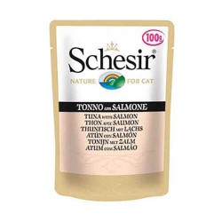 Schesir Ton Balıklı Ve Somonlu Yetişkin Kedi Konservesi Pouch