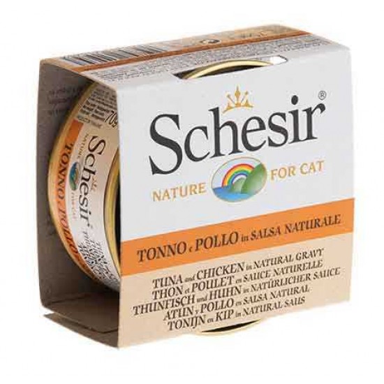 Schesir Tahılsız Soslu Ton Balıklı Ve Tavuklu Yetişkin Kedi Konservesi