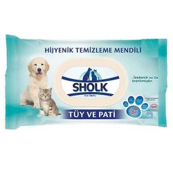 Sholk Hijyenik Kedi ve Köpekler İçin Tüy ve Pati Temizleme Mendili