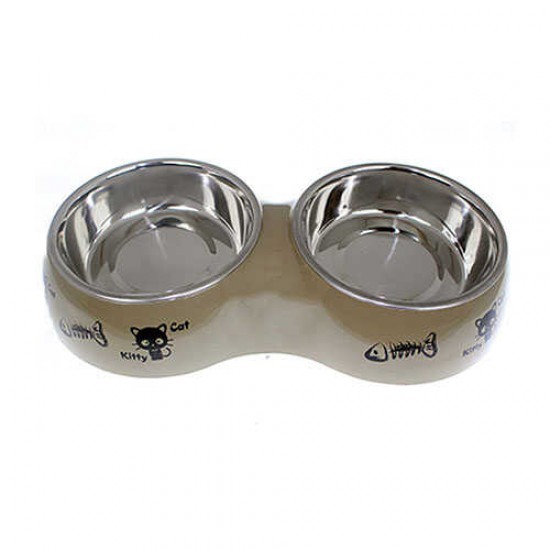 Zampa İkili Desenli Fil Dişi Mama-Su Kabı