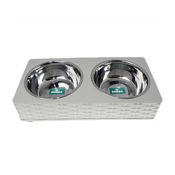 Zampa Kare Hasır İkili Mama-Su Kabı