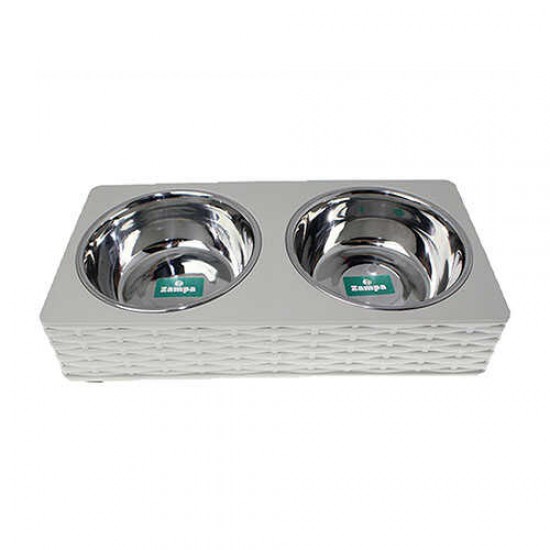 Zampa Kare Hasır İkili Mama-Su Kabı
